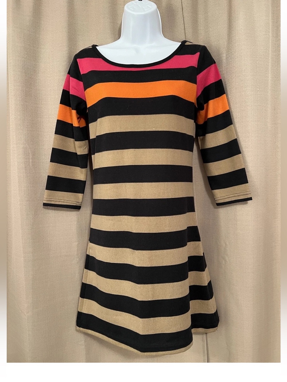 Derek Heart Striped Long-Sleeve A-Line Sweater Dress Med